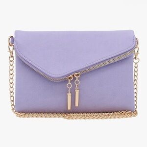 🆕 Lavender Envelope Wristlet Crossbody Bag with Chain